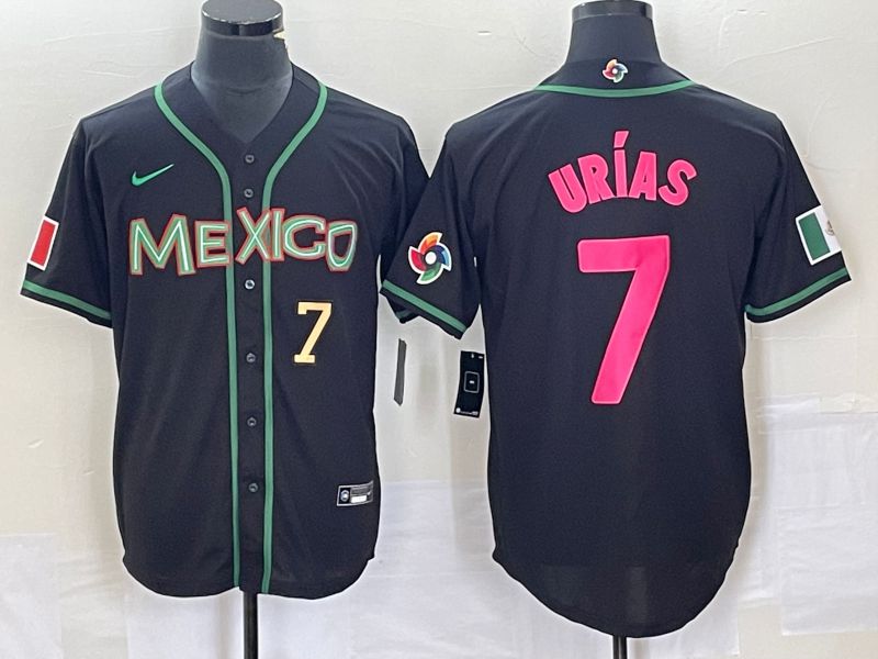 Men 2023 World Cub Mexico #7 Urias Black pink Nike MLB Jersey33